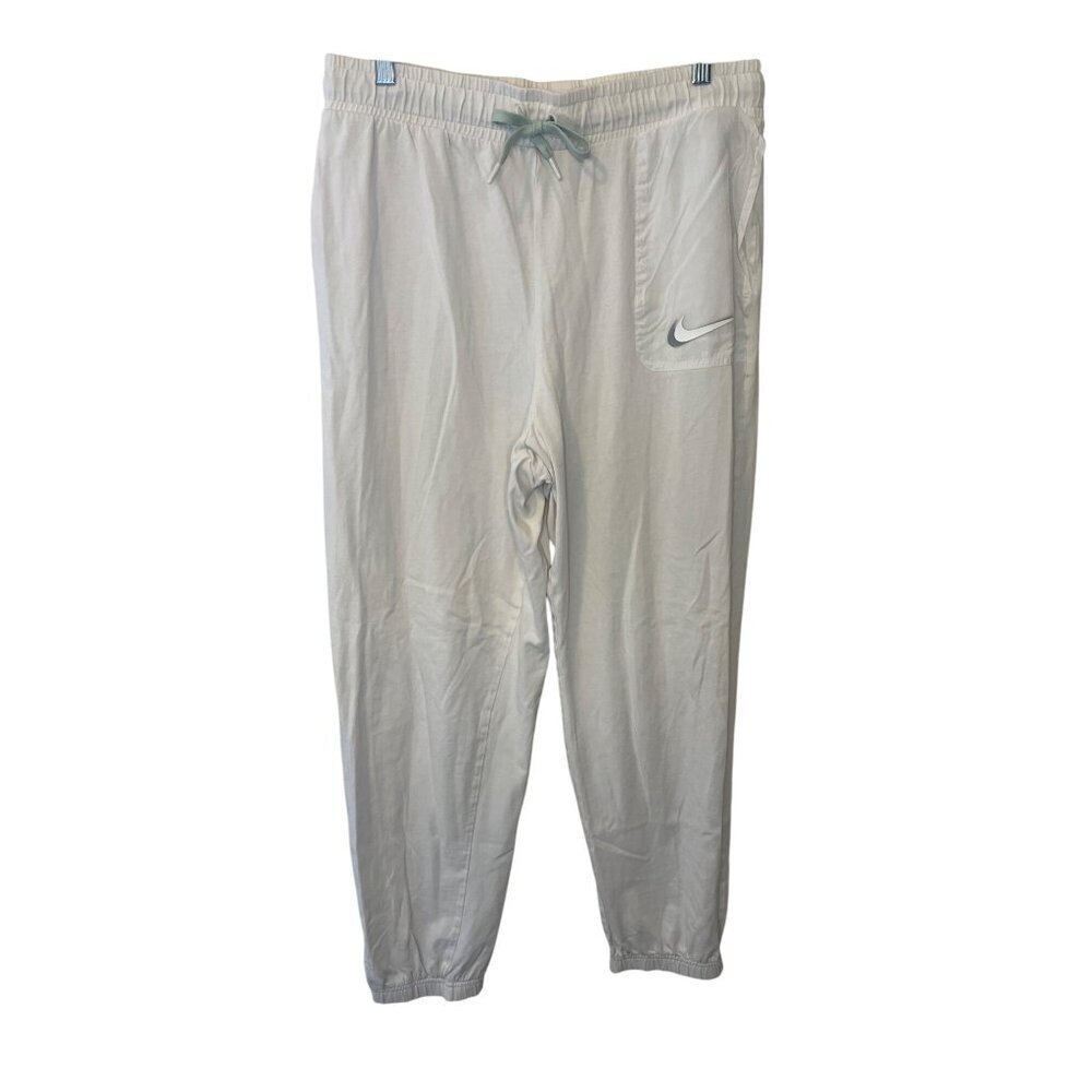 Nike Women's Large White Jogger Pants With Elastic Waist & Ankle Cuffs